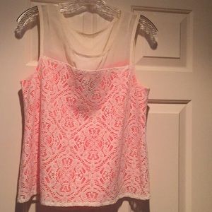 Marc Jacobs Pink and Cream Lacy Crop Top.-M-